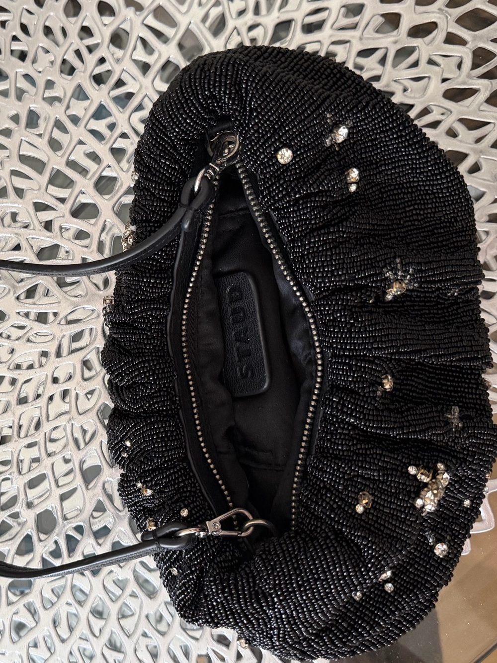 Staud Starry Night Black Hand Beaded Bean Bag Clutch / Shoulder Bag - Picture 12 of 13